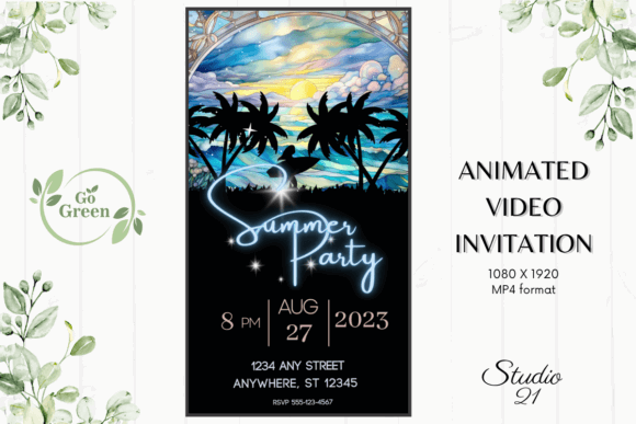 29 Bright Summer Party Invite Templates for Sunny Celebrations 2 Animated summer party invitation with palm trees and sunset design.
