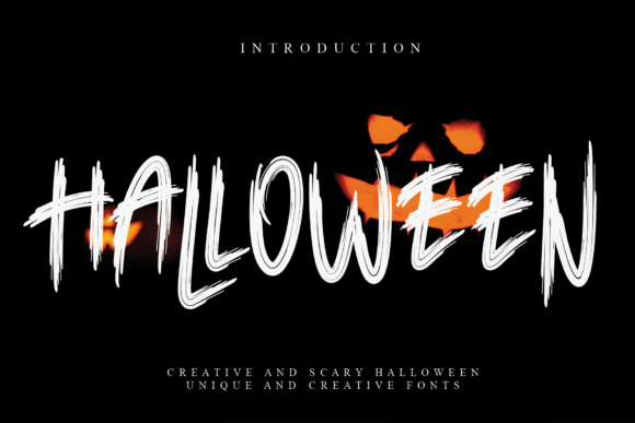45 Chunky Halloween Fonts for Cricut and Canva Projects 33 Bold Halloween text with a pumpkin background.