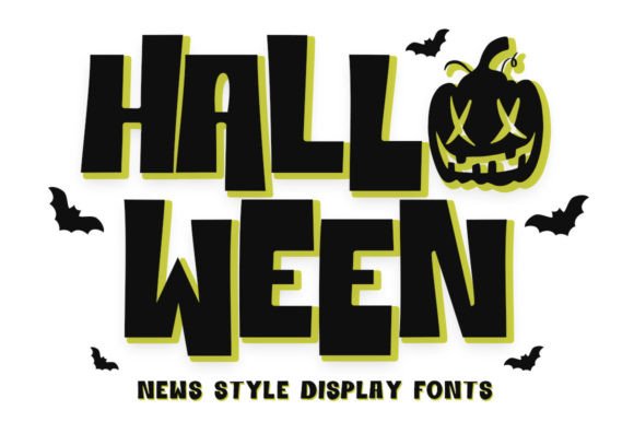 25 Cute Halloween Bubble Fonts for Playful Designs 26 Bold Halloween-themed lettering with a pumpkin and bats.