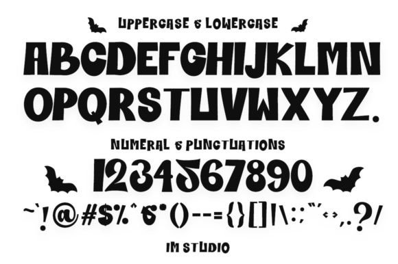 25 Cute Halloween Bubble Fonts for Playful Designs 27 Bold Halloween bubble font with uppercase letters, numbers, and decorative bats.