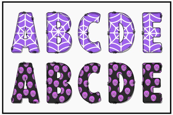 24 Halloween ABC Fonts for Spooky Alphabet Designs 6 Colorful Halloween ABC fonts featuring spider webs and spooky designs.