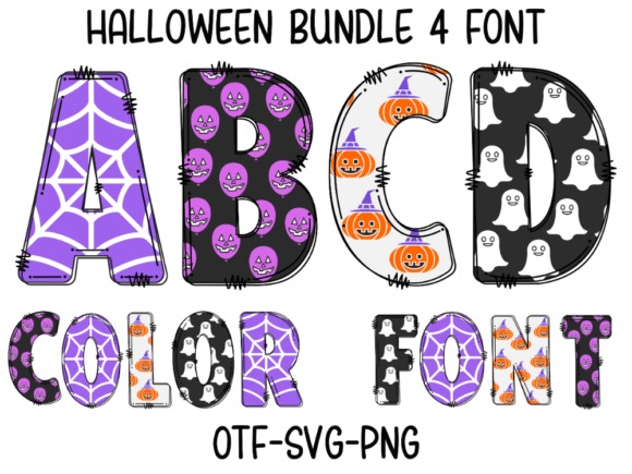 22 Creepy ABC Fonts for Posters, Stickers, & Classrooms 2 Creepy ABC fonts featuring Halloween designs with pumpkins and ghosts.