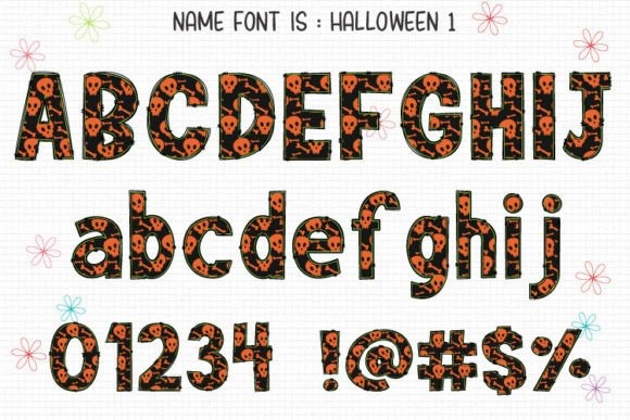 24 Halloween ABC Fonts for Spooky Alphabet Designs 17 Halloween ABC fonts featuring colorful skull designs.