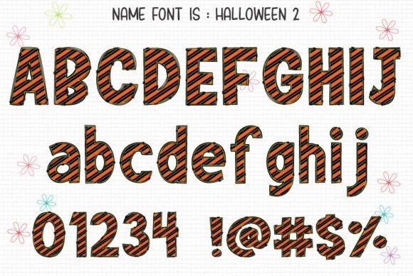 24 Halloween ABC Fonts for Spooky Alphabet Designs 18 Halloween ABC fonts featuring striped letters and numbers.