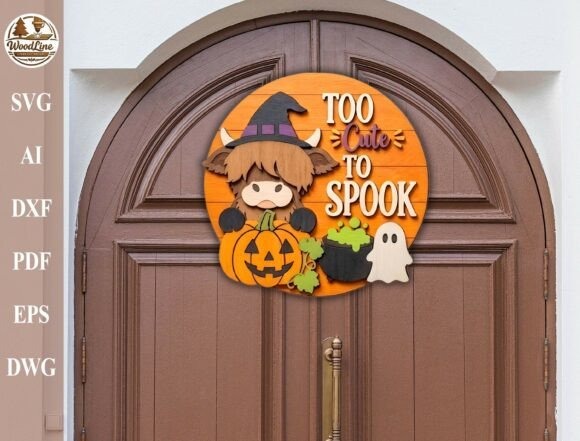 30 Best Layered Highland Cow Laser Cut Files for Decor 30 Halloween Highland Cow Door Hanger Svg Laser Cutting 153659726 3 580x441 1