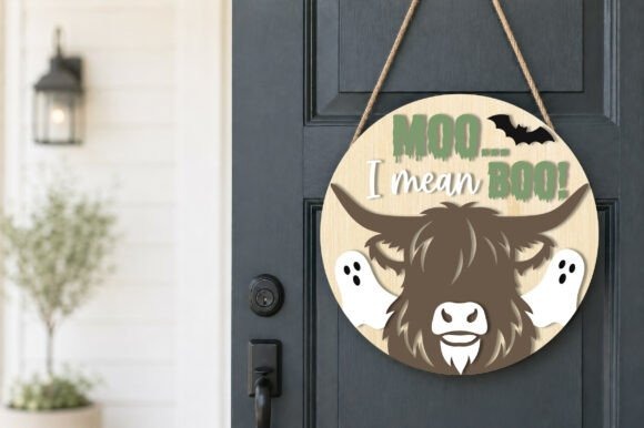 30 Best Layered Highland Cow Laser Cut Files for Decor 32 Halloween Highland Cow Laser Cut SVG sign with ghosts and bat โ Layered Highland Cow Laser Cut Files