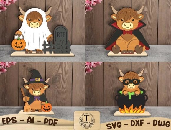 30 Best Layered Highland Cow Laser Cut Files for Decor 33 Layered Highland Cow Laser Cut Files featuring Halloween costumes