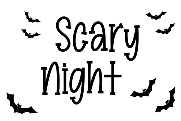 34 Halloween Lettering Fonts: Creepy Hand-Drawn Style 79 Halloween lettering fonts featuring the phrase 'Scary Night' with bats.