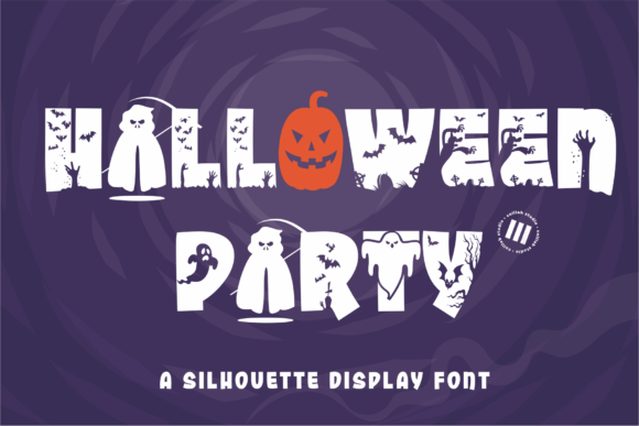 45 Chunky Halloween Fonts for Cricut and Canva Projects 13 Halloween Party font featuring spooky elements and a pumpkin.
