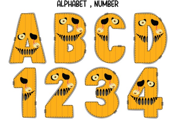 24 Halloween ABC Fonts for Spooky Alphabet Designs 26 Halloween ABC fonts featuring pumpkin-themed letters and numbers.