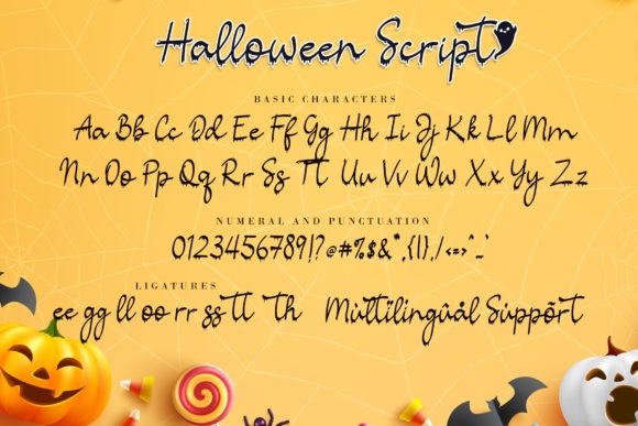 34 Halloween Lettering Fonts: Creepy Hand-Drawn Style 35 Halloween lettering fonts featuring Halloween Script with decorative elements.