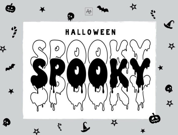 Spooky Font Alphabet: 33 Best Halloween Styles for 2026 34 Dripping black letters spelling 'SPOOKY' on a gray background with Halloween icons.
