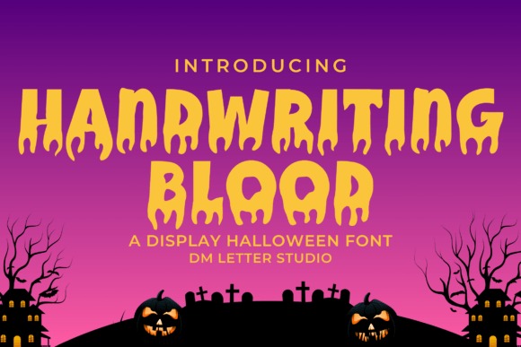 34 Halloween Lettering Fonts: Creepy Hand-Drawn Style 21 Halloween lettering fonts featuring Handwriting Blood font in a spooky design.