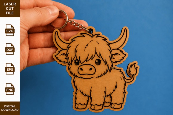24 Highland Cow Laser Cut Files for Etsy Sellers 8 Highland cow keychain laser cut file — Highland cow laser cut files