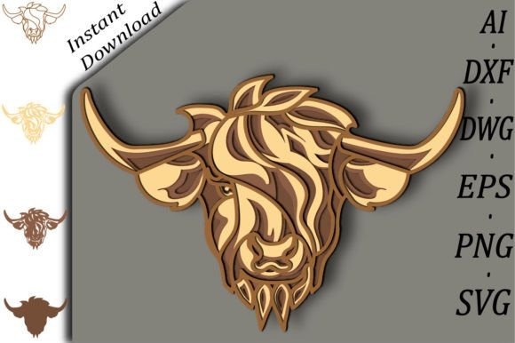 30 Best Layered Highland Cow Laser Cut Files for Decor 6 Layered Highland Cow Laser Cut Files