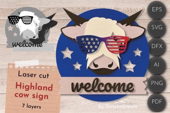 24 Highland Cow Laser Cut Files for Etsy Sellers 21 Highland cow laser cut files for patriotic decor.