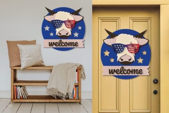 24 Highland Cow Laser Cut Files for Etsy Sellers 22 Highland cow laser cut files for patriotic decor