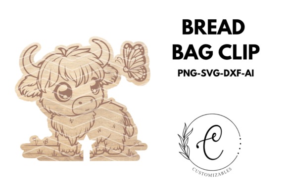 24 Highland Cow Laser Cut Files for Etsy Sellers 26 Highland cow laser cut bread bag clip design — Highland cow laser cut files