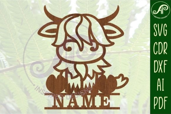 24 Highland Cow Laser Cut Files for Etsy Sellers 12 Highland cow laser cut name sign design for personalization — Highland cow laser cut files