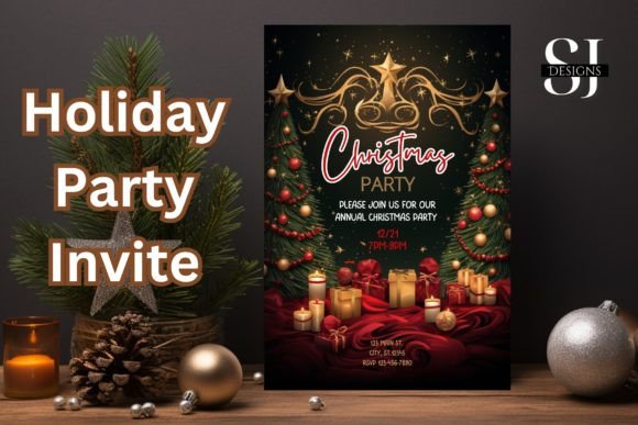 Christmas Party Invitation Templates: 35 Festive Picks 26 Elegant holiday party invitation with candles and Christmas trees.