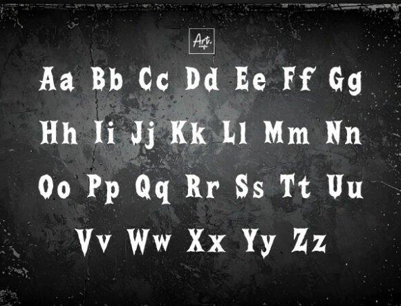 35 Best Bold Halloween Fonts with Heavy, Spooky Lettering 28 Bold Halloween font showcasing uppercase and lowercase letters with a spooky design. โ bold Halloween fonts