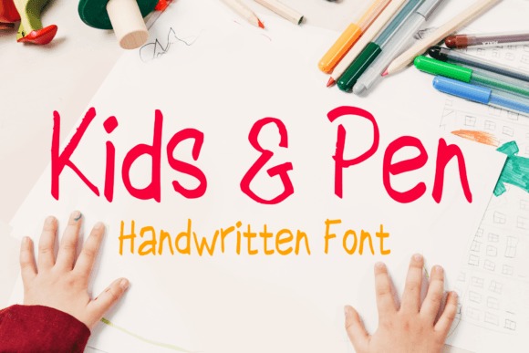 Kids & Pen Handwriting Font — Fun Handwriting Fonts Fun Handwriting Fonts for kids worksheets featuring Kids & Pen font