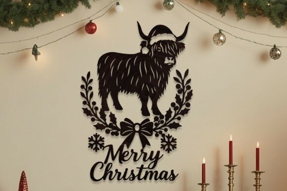 24 Highland Cow Laser Cut Files for Etsy Sellers 23 Highland cow laser cut Christmas decoration with a Santa hat — Highland cow laser cut files