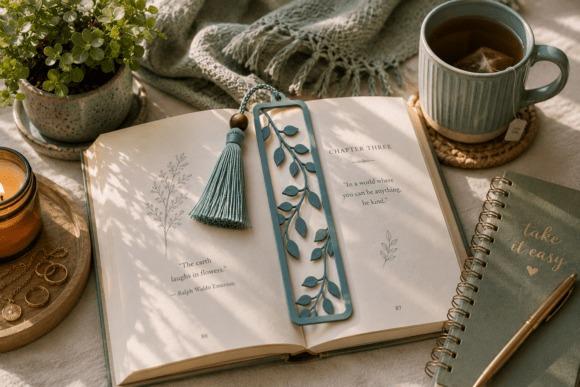 Amazing DIY 3D Printed Gifts: 11 Creative Ideas Anyone Can Make 26 DIY 3D printed gifts: personalized bookmark on an open book with a cup of tea