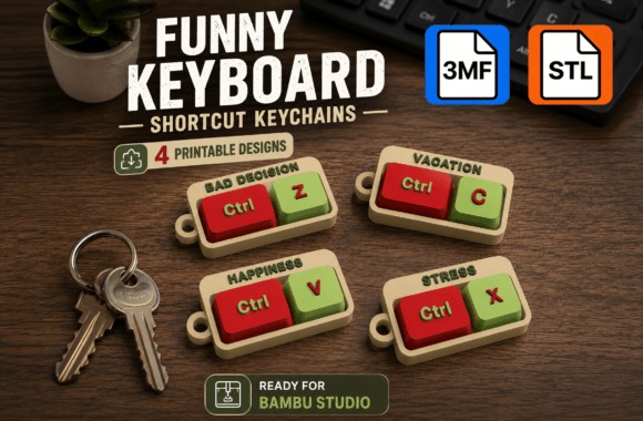 Funny Keyboard Shortcut Keychains — DIY 3D printed gifts DIY 3D printed gifts: Funny keyboard shortcut keychains