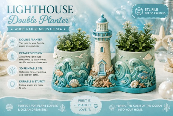 Lighthouse Double Planter — DIY 3D printed gifts Lighthouse double planter for 3D printing, ideal for plant lovers. — DIY 3D printed gifts