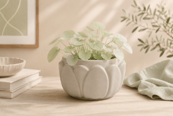 Lotus Petal Stone Planter — 3D printed planters 3D printed planter with lotus petal design and succulent plants — 3D printed planters