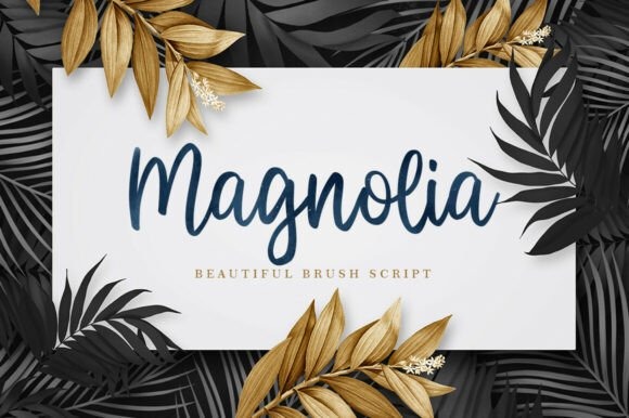 Magnolia Calligraphy Font — calligraphy fonts Magnolia calligraphy font on a botanical background — calligraphy fonts