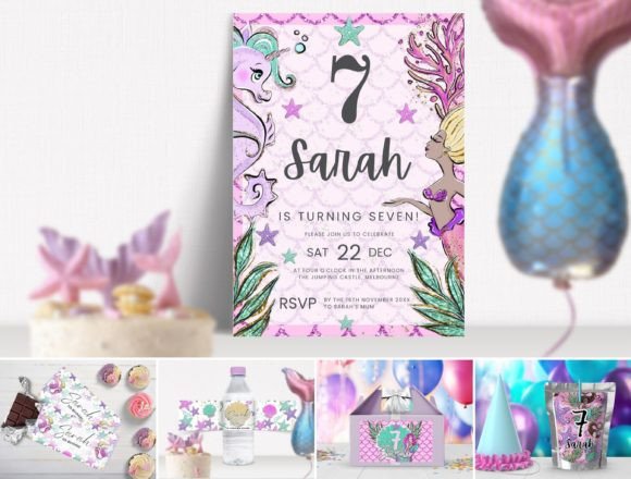 40 Editable Birthday Party Invite Template Ideas for Every 34 Colorful mermaid-themed birthday invitation for a 7th birthday party. โ birthday party invite template