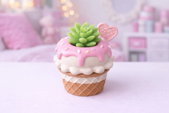 Ice Cream Cone Planter — DIY 3D printed gifts DIY 3D printed gifts: Ice cream cone planter with succulent
