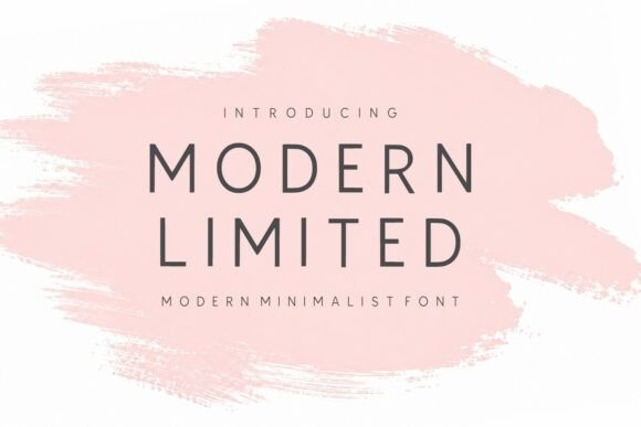 Modern Limited Font Example — Canva Fonts Modern Limited font showcased on a pink brush stroke background. — Canva Fonts