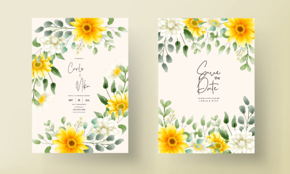 Garden Party Invite Template: 28 Beautiful Floral Designs 28 Floral garden party invitation template featuring yellow flowers and greenery.