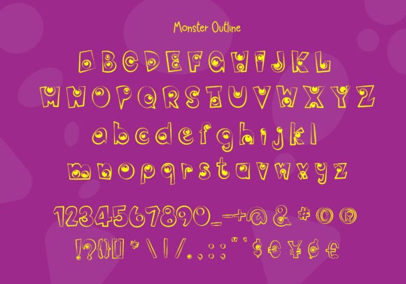 24 Halloween ABC Fonts for Spooky Alphabet Designs 41 24 Halloween ABC fonts featuring Monster Eye font for playful designs.