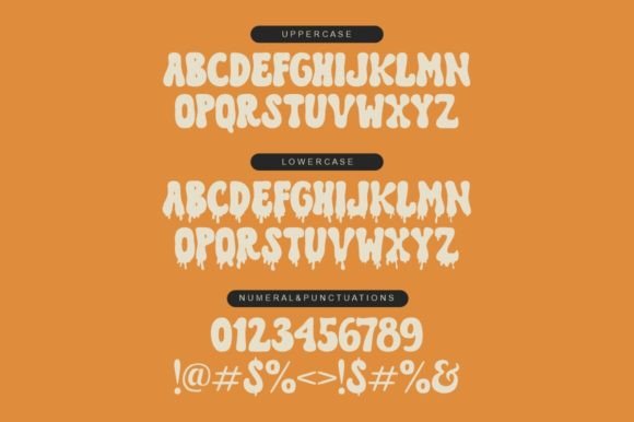 Weird Halloween Fonts: 32 Whimsical Picks for Creative Designs 10 Playful Halloween font showcasing uppercase, lowercase, and numeral characters with a spooky design.