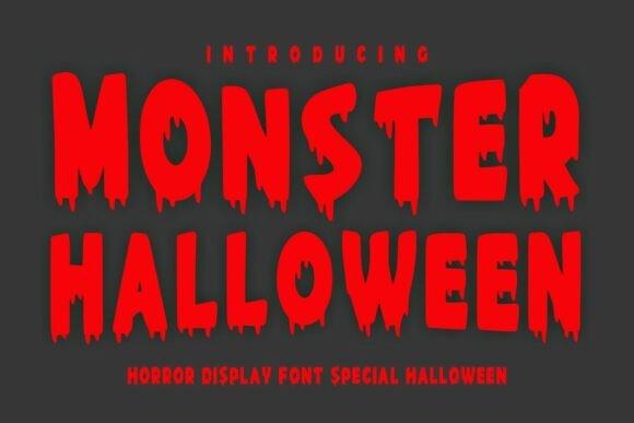 35 Best Bold Halloween Fonts with Heavy, Spooky Lettering 14 Bold red lettering spelling 'Monster Halloween' with dripping effects, suitable for Halloween โ bold Halloween fonts
