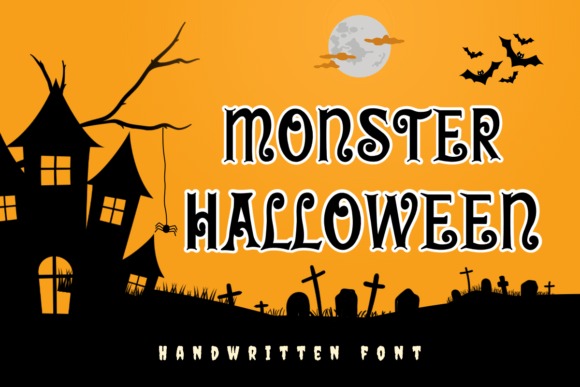 24 Halloween ABC Fonts for Spooky Alphabet Designs 29 Monster Halloween handwritten font on a spooky background โ Halloween ABC fonts