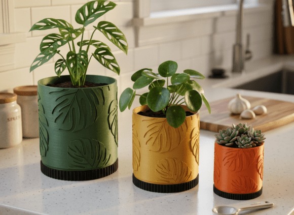 Personalized 3D Printed Planters — DIY 3D printed gifts DIY 3D printed gifts: personalized planters in various sizes with plants