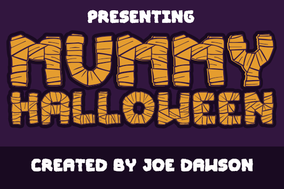 45 Chunky Halloween Fonts for Cricut and Canva Projects 3 Mummy Halloween font featuring thick, textured letters resembling bandages.