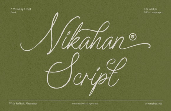 Nikahan Script Calligraphy Font — fancy calligraphy fonts Fancy calligraphy fonts for luxury wedding invitations featuring Nikahan Script.