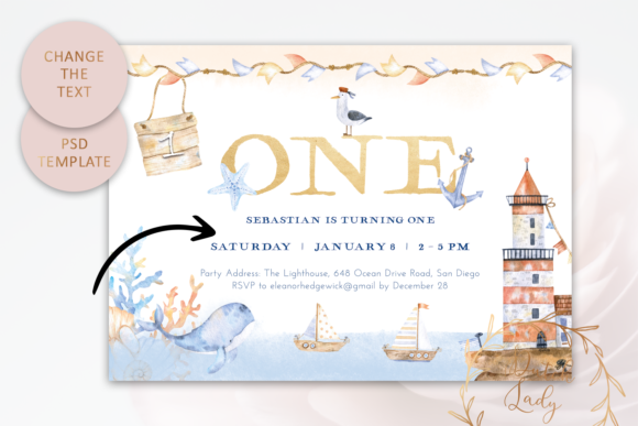 40 Editable Birthday Party Invite Template Ideas for Every 17 Editable PSD Kids First Birthday Invitation template featuring ocean theme and customizable โ birthday party invite template