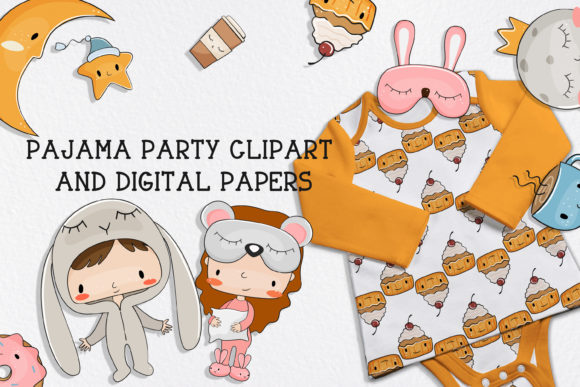 Pajama Party Invite Template: 25 Cozy Designs You’ll Love 18 Colorful pajama party clipart featuring cute characters and themed items.