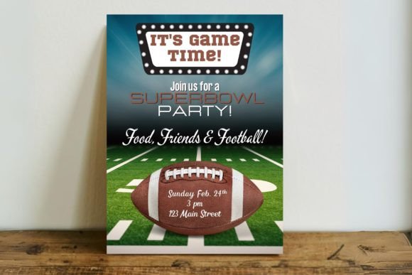 Football Party Invitation Templates: 12 Winning Game-Day Picks 2 Football party invitation featuring a football graphic and event details.