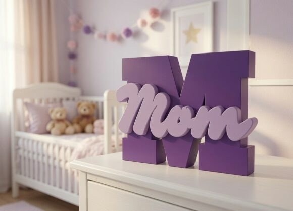 Personalized Mom Name Sign Personalized Mom Name Sign STL in purple decor