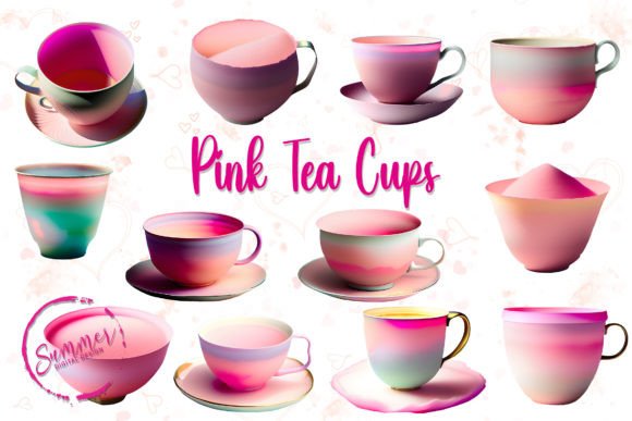 30 Charming Tea Party Invitation Templates for Elegant Celebrations 36 Pink Tea Cups Valentine Clipart Graphics 64604764 1 1 580x387 1