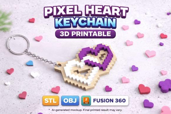 Amazing DIY 3D Printed Gifts: 11 Creative Ideas Anyone Can Make 3 DIY 3D printed gifts: Pixel Heart Keychain design with purple and white colors.