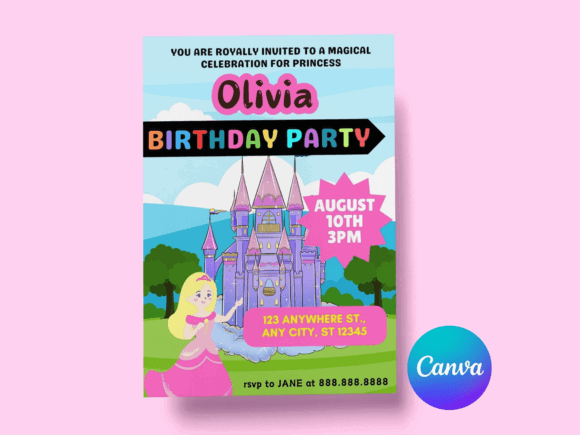 40 Editable Birthday Party Invite Template Ideas for Every 26 Editable Princess Birthday Party Invitation template featuring a castle and a princess. โ birthday party invite template